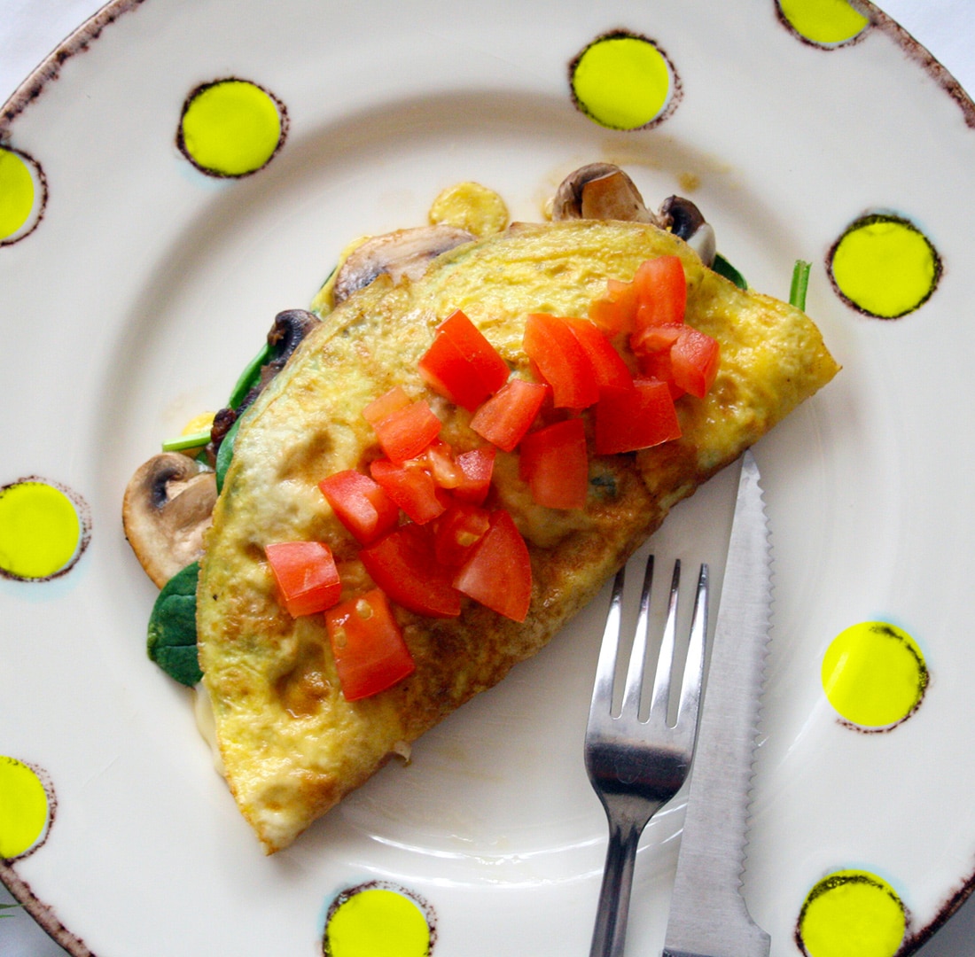 Swiss Spinach and Mushroom Omelette