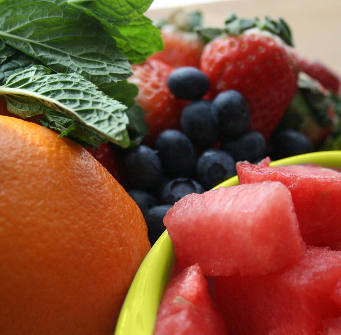 Fruit and a yellow bowl
