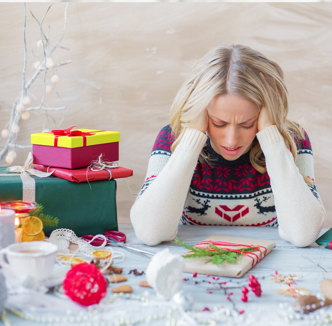 A Woman Stressed about the Holidays during a pandemic